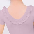 thumbnail image 4 of BFHHYA Girls Ballet Leotards Round Neck Ruffle Trim Short Sleeve Ballet Dance Solid Color Bodysuits for Girls 3-15 Years, 4 of 4
