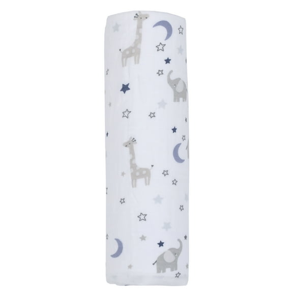 Parent's Choice Single Pack Muslin Swaddle Elephant Stars Blue
