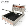 thumbnail image 6 of Bellemave Queen Size Linen Upholstered Platform Bed with Hydraulic Storage System and Storage Headboard Wooden Storage Bed Frame with LED Lights and USB Charging (Queen, Natural Beige), 6 of 10