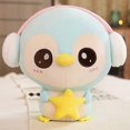 thumbnail image 4 of Heartbeating penguin doll wearing headphones and hugging heart stars penguin plush toy, 4 of 5
