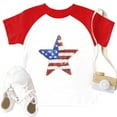 thumbnail image 3 of XADYUY Girls 4th Of July T-Shirts 14-16 American Flag Stars Graphic Patriotic Shirts Raglan Sleeve Crewneck Shirts Funny Independent Day Shirts 7-8 Years,Blue, 3 of 5