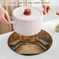 thumbnail image 5 of BZSMCE Mats for Pots,Pans Place Wooden Bridge Painting Simple Style Pattern Pot Mats, 5 of 6