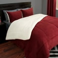 thumbnail image 4 of Lavish Home 66-401-FQ-B Sherpa & Fleece Comforter Set , Burgundy - 3 Piece, 4 of 8