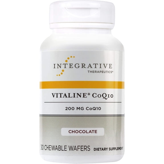 Integrative Therapeutics Vitaline CoQ10 200 mg - Brain Health Support Supplement for Adults* - Supports Heart Health* - Dairy-Free - Chocolate Flavored, 30 Chewable Tablets (30 Servings)