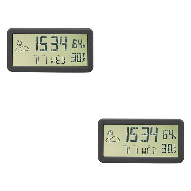 Injueey Nunca vuelva a quedarse dormido con el despertador inteligente con sensor de luz, funciones de reloj fáciles, despertador digital Negro 2Conjunto