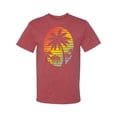 thumbnail image 2 of Tropical Palm Trees Silhouettes with Sunset | Mens Pop Culture Graphic T-Shirt, Vintage Heather Red, Large, 2 of 4