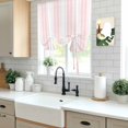 thumbnail image 4 of Pink Striped Tie Up Curtains for Kitchen Windows,Adjustable Rod Pocket Valance 45 Inch Short, Modern Thin Line Vertical Stripes Window Treatment Balloon Roman Blind Shade, 52" x 45", 4 of 9