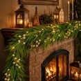 thumbnail image 4 of Lighted Norfolk Christmas Garland with 8 Gold Berries and 3 Pinecones, Warm LED, Dense Foliage for Mantel, Stairs and Doorway 71 inch, 4 of 9