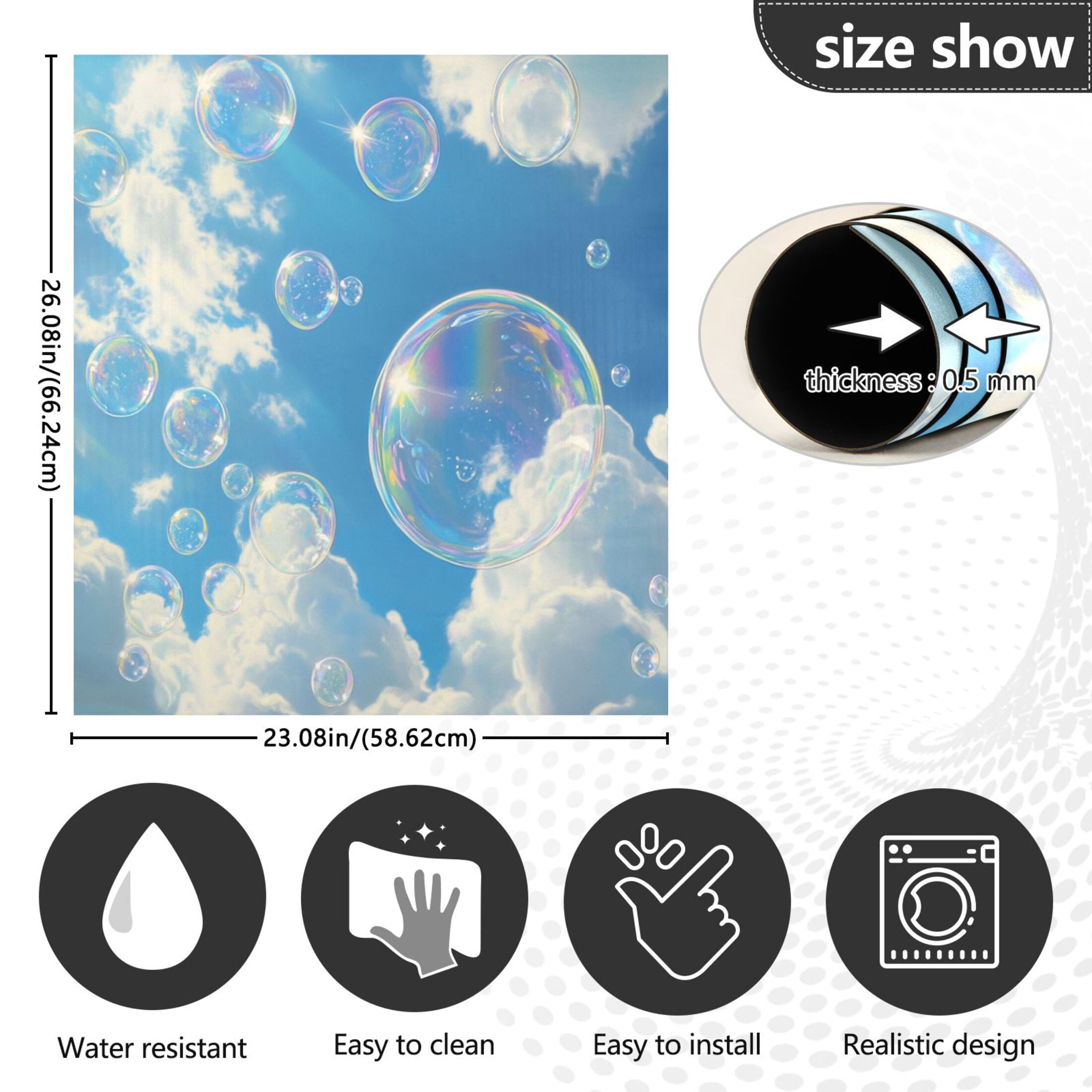 Dishwasher Magnetic Sticker 23x26 Inch Refrigerator Magnetic Sticker Washing Machine Magnetic Sticker Kitchen Panel Magnetic Sticker Home Decor Blue Sky Bubble