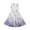 thumbnail image 5 of Girls Dress Purple Rose Flower Double Bow Tie Party Kids Sundress 9-10, 5 of 5