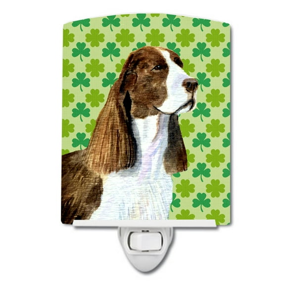 Caroline's Treasures SS4444CNL Springer Spaniel St. Patrick's Day Shamrock Portrait Ceramic Night Light, 6x4x3",