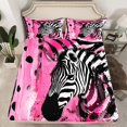 thumbnail image 2 of Homewish Cartoon Zebra Animal Twin Sheet Sets, Black Pink Stripes Twin Fitted Sheet, Vintage Oil Printing Flat Sheet, SBreathable Home Decor, 3 Pieces, 2 of 7