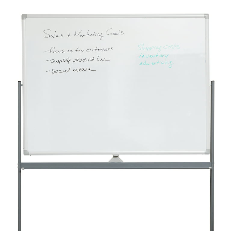 VEVOR Mobile Magnetic Whiteboard, 36 x 24 Inch, Double Sided, 360 Degree  Reversible Rolling Dry Erase Board, Height Adjustable with Aluminum Frame  and Lockable Swivel Wheels, for Office School Home