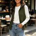 thumbnail image 4 of dazeni Women's Plus Size Zip up Hoodies Vest Lightweight Sleeveless Hooded Jackets Loose Casual Athletic Drawstring Sweatshirts Waistcoat Outwear with Pockets Army Green 3X-Large, 4 of 9