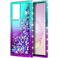 thumbnail image 4 of Nagebee Case for Samsung Galaxy Note 20 Ultra 5G with Screen Protector (Soft Full Coverage), Sparkle Glitter Liquid Bling [Ring Holder & Wrist Strap] Women Case (Aqua/Purple), 4 of 6