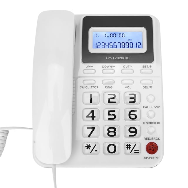 Teléfono de escritorio, ABS GY T2020CID con cable Teléfono con cable Altavoz Los mejores materiales