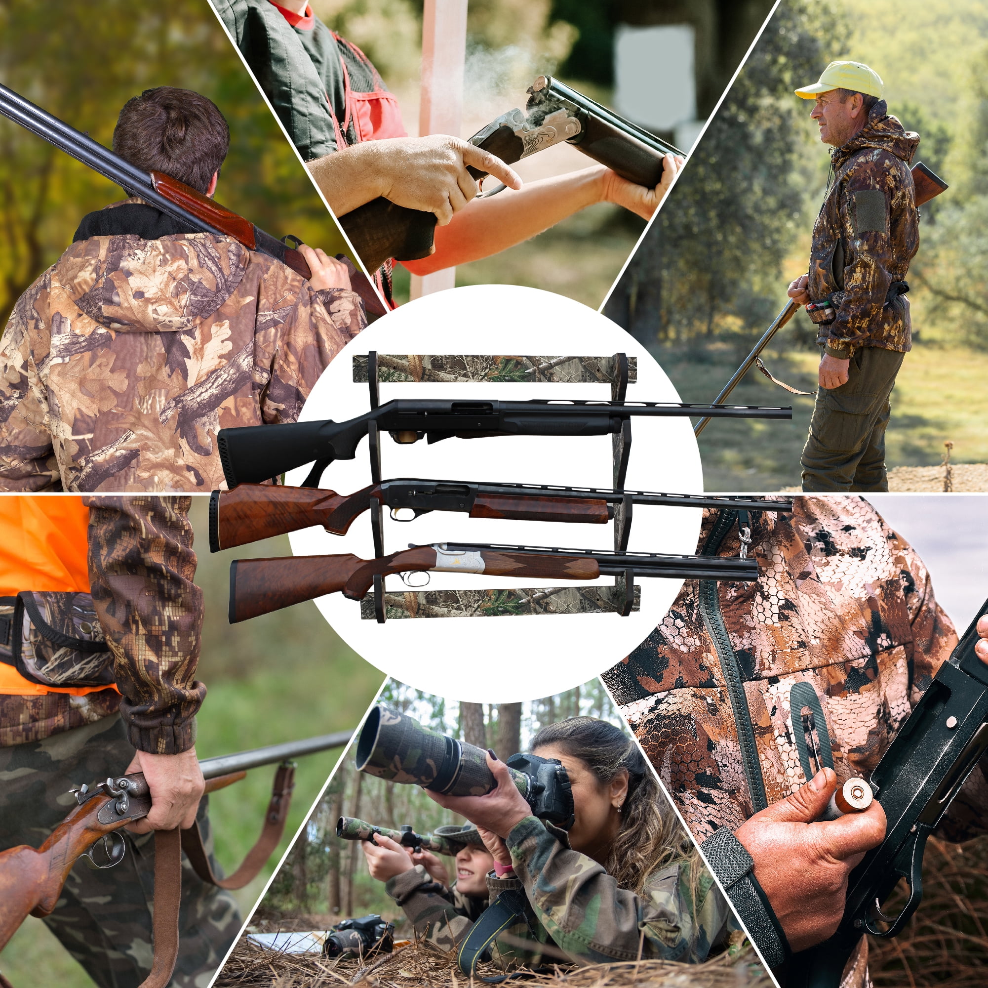 Rush Creek Creations Realtree 3 Gun Wall Storage Rack, Indoor Gun Wall Mount for Rifles or Shotguns, Safe Gun Storage, Great Gun Display Rack