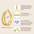 thumbnail image 5 of YEUOYEA 14K Gold Plated Inside Outside Hoop Earrings for Women Cubic Zirconia Hoops，25/30/40mm, 5 of 5