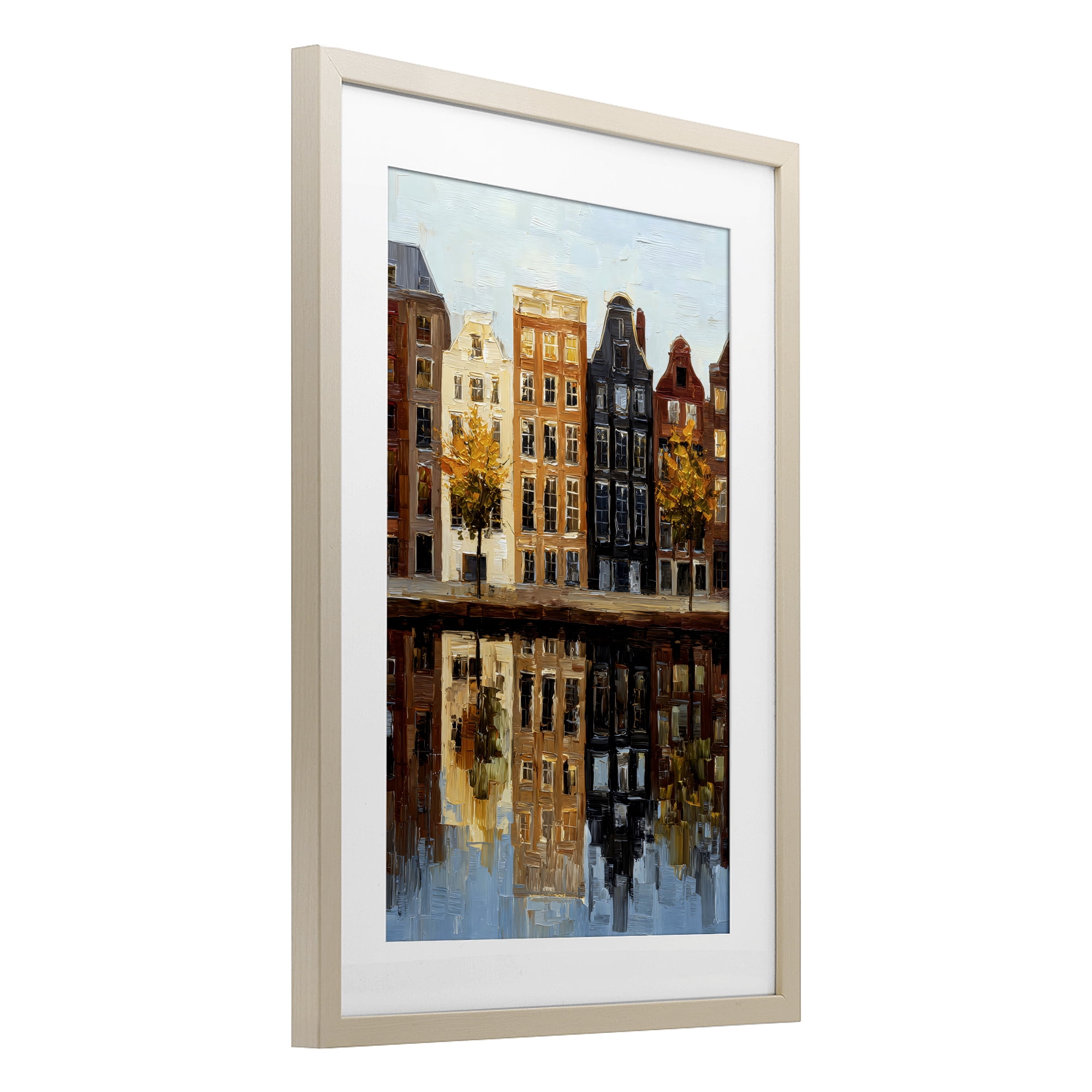 Stupell Industries City Reflection over Canal Birch Framed Print Under Glass, design by Petal Prints Design