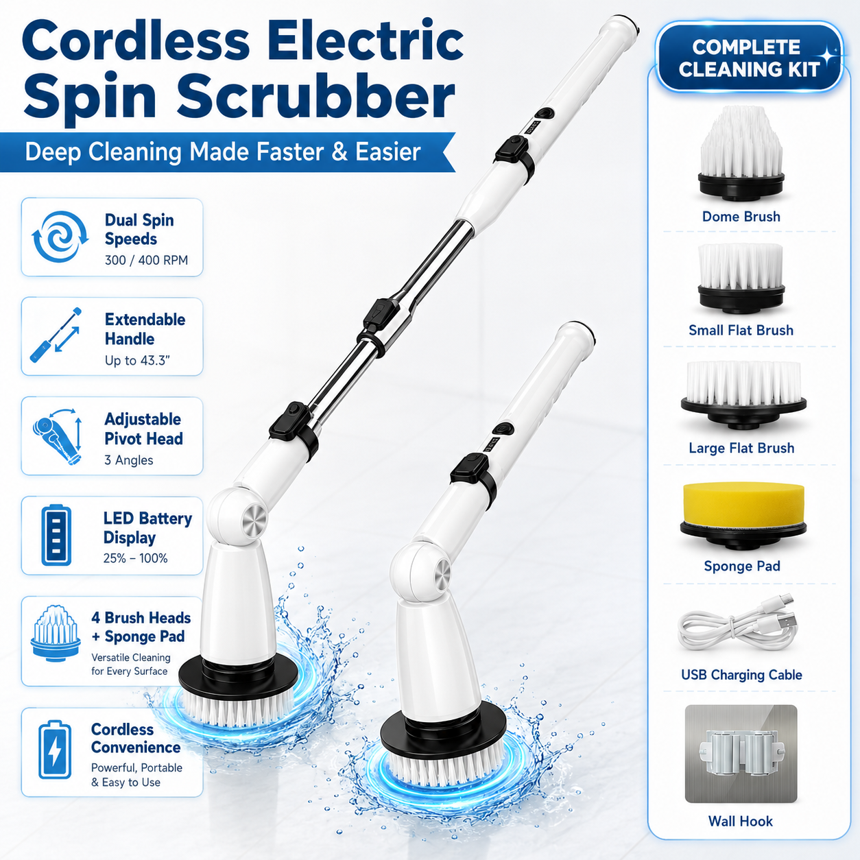 Alifecxwwy Electric Spin Scrubber with Extendable Handle photo 7