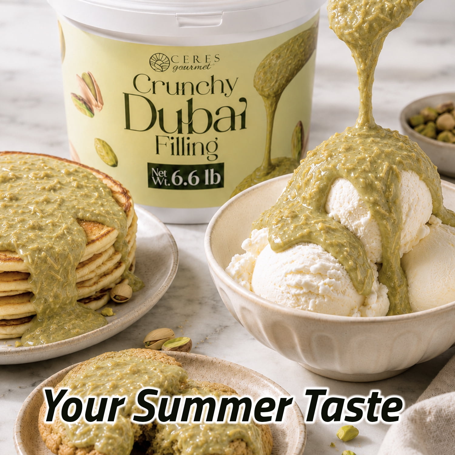 Ceres Gourmet Pistachio Cream with Kataifi Dubai Chocolate Filling 1 Count 105.6 oz