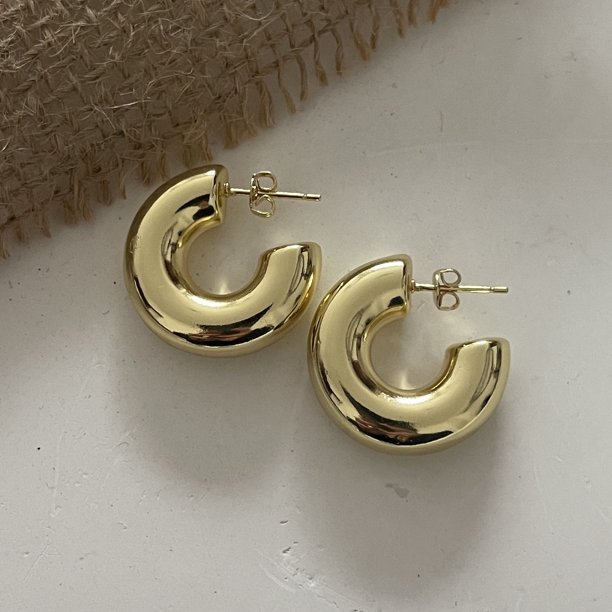 Pendientes de plata de ley 925 para mujer, aretes redondos de oro simples a la moda, joyería para prevenir alergias, accesorios navideños para fiestas