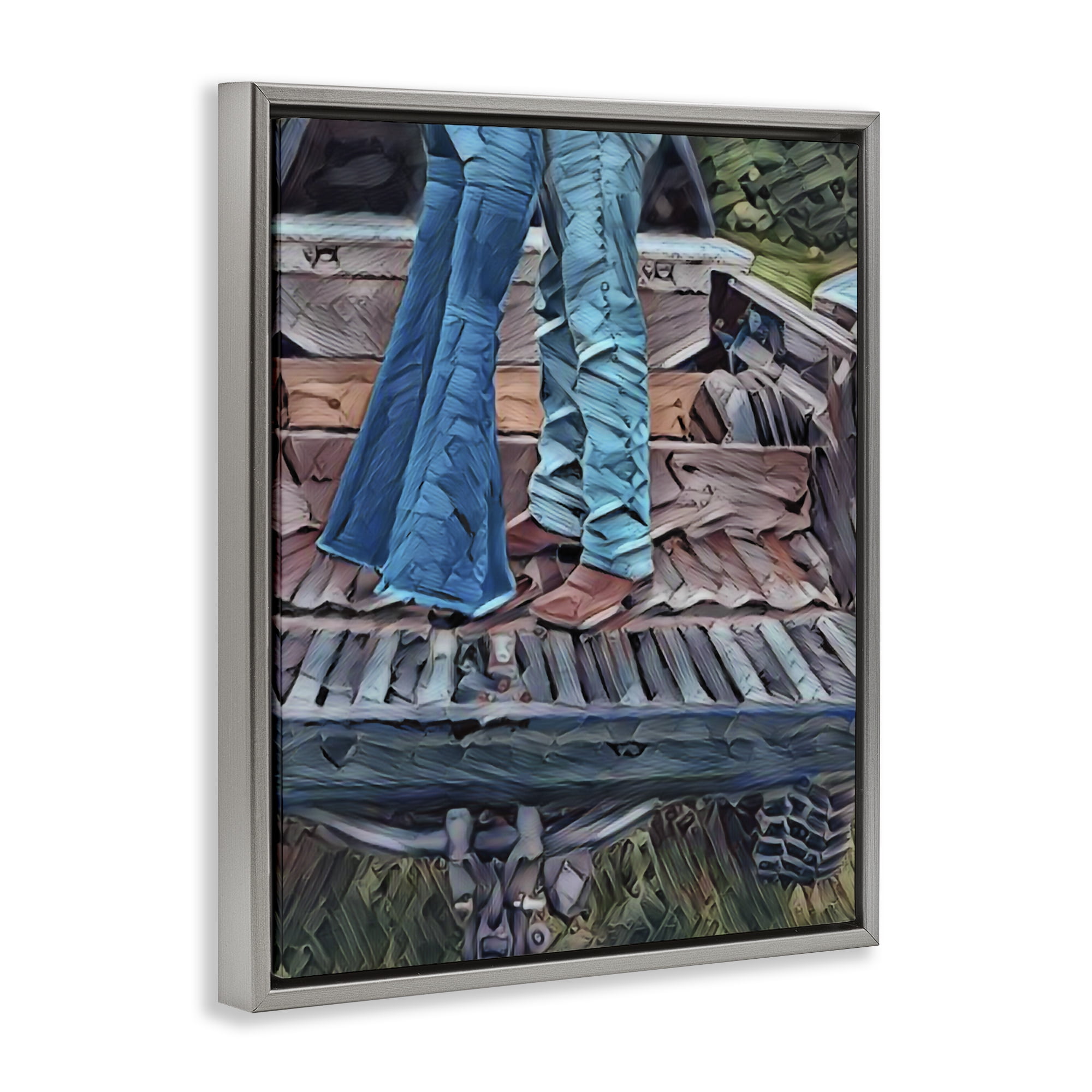 Truck Bed Kisses Gray Framed Floater Canvas Wall Art, design by Jesse Keith