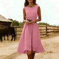 thumbnail image 5 of DYTTDG Women's Crew Neck Midi Dress | sleeveless Cinched Waist A-Line Casual Swing Dress, Flowy Midi Length Day Dress, 5 of 8
