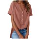 thumbnail image 3 of TaTaai Summer V Neck Casual Top, Women's Half Button Open Front Design, Linen Inspired Short Sleeve Solid Color Shirt Gift, 3 of 8