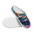 thumbnail image 3 of Rateoe Colorful Whimsical Earth Print Women's Men's Cotton Knit Slippers Lightweight Memory Foam Indoor House Shoes with Anti-Skid Sole-42/43, 3 of 7