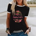thumbnail image 2 of JeashCHAT Easter Clothes for Women Bunny Rabbit Egg Print Women Summer Sexy Happy Easter Print Regular Women Round Neck Short Sleeves Top, 2 of 5