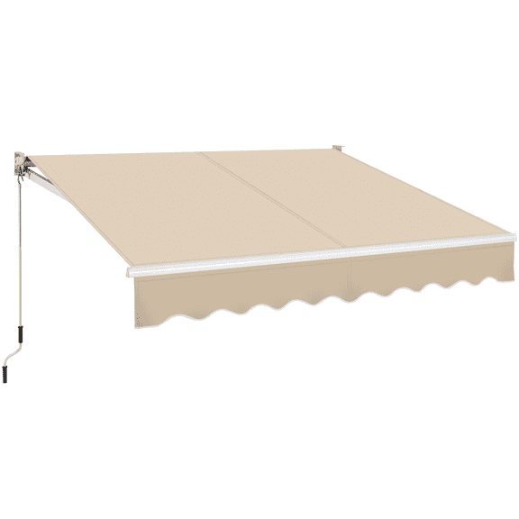 Yaheetech 98x77.2in Retractable Patio Sun Shade Awning Cover with Protection Coating and Hand Crank, Beige