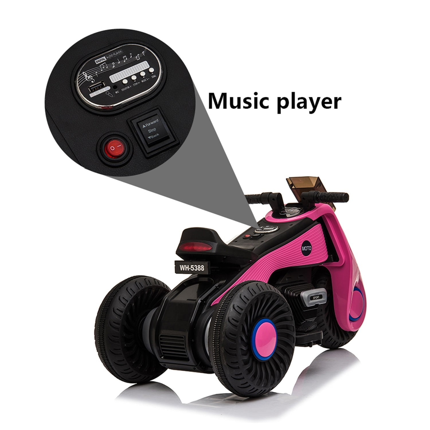 CIPACHO Kids Ride on Motorcycle, 6V Battery Powered 3 Wheels Motorcycle Toy for Children Boys & Girls, Electric Ride on Motorcycle, Pink