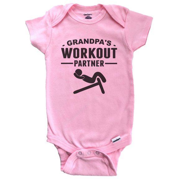 Grandpa's Workout Partner Baby Bodysuit (Pink)