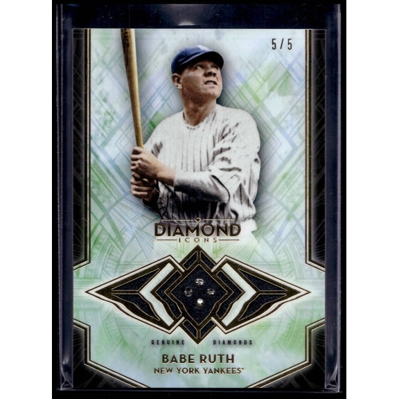 2021 Topps Diamond Icons Babe Ruth #DR-BR /5 Genuine Diamonds Diamond Relic Baseball Card New York Yankees MLB Baseball Trading Card