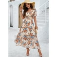 thumbnail image 5 of YNIQUE Women's Casual Dress Deep V-Neck Short Sleeve Chiffon Elegant Long Dresses, 5 of 7