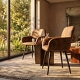 thumbnail image 2 of Homy Casa 2-Piece Brown Accent Chairs 31.9'', PU Leather Armchairs with Metal Legs for Dining Room, Bedroom, Office, 2 of 9