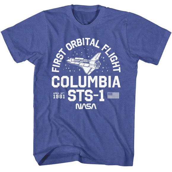 NASA Columbia Sts 1 Royal Heather Adult T-Shirt M