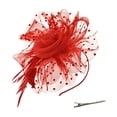 thumbnail image 2 of Qiopertar Vintage Fascinator Hat, Flower Mesh Ribbons Feathers Headband with Clip, Tea Party Bridal Cocktail Headwear for Women Girls, Red, 2 of 6