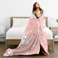 thumbnail image 5 of DouZhe Ultra-Soft Micro Fleece Lightweight Flannel Bed Blanket, Cartoon Pink Pretty Rabbit Print Cozy Warm Throw Blankets, 40"x30", 5 of 7