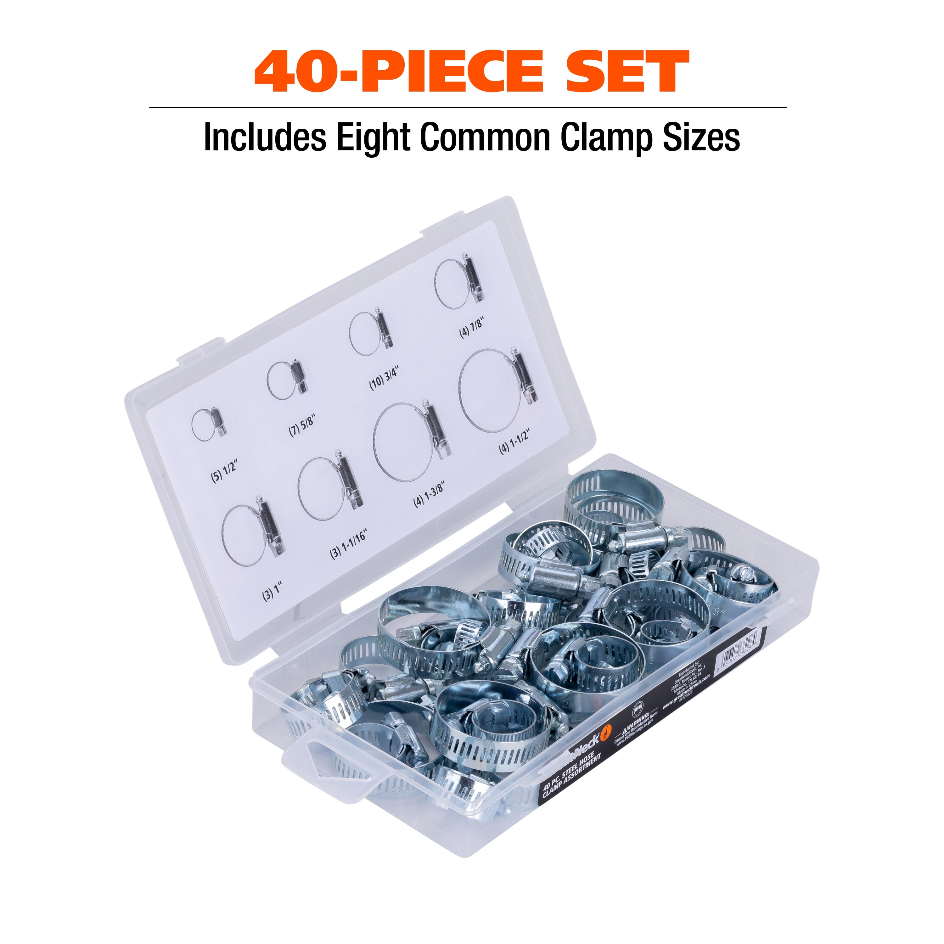 Great Neck Tools Steel Hose Clamp Assortment, 40 Piece Set