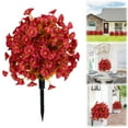 thumbnail image 2 of BINGLI Artificial Boxwood Topiary Ball Trees with Ground Spike, Fake Bushes Plants with Fall Camellia Flowers,Faux Outdoor Shrubs & Bushes for Front Yard Decor, 2 of 8