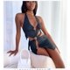 thumbnail image 1 of TRKIYQC Vestido de Mujer, Cuello Colgante Estampado de Tinte Azul Ahuecado Anillo Sin Mangas Envuelto Fiesta Adelgazante Midi TRKIYQC moderno, 1 of 8
