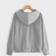 thumbnail image 3 of Baqcunre Women's Sweaters Ladies Round Neck Long Sleeve Love Print Solid Color Hooded Sweater Fashion Loose Top Women Sweatshirt Fall Outfits Women Trendy Grey M, 3 of 3