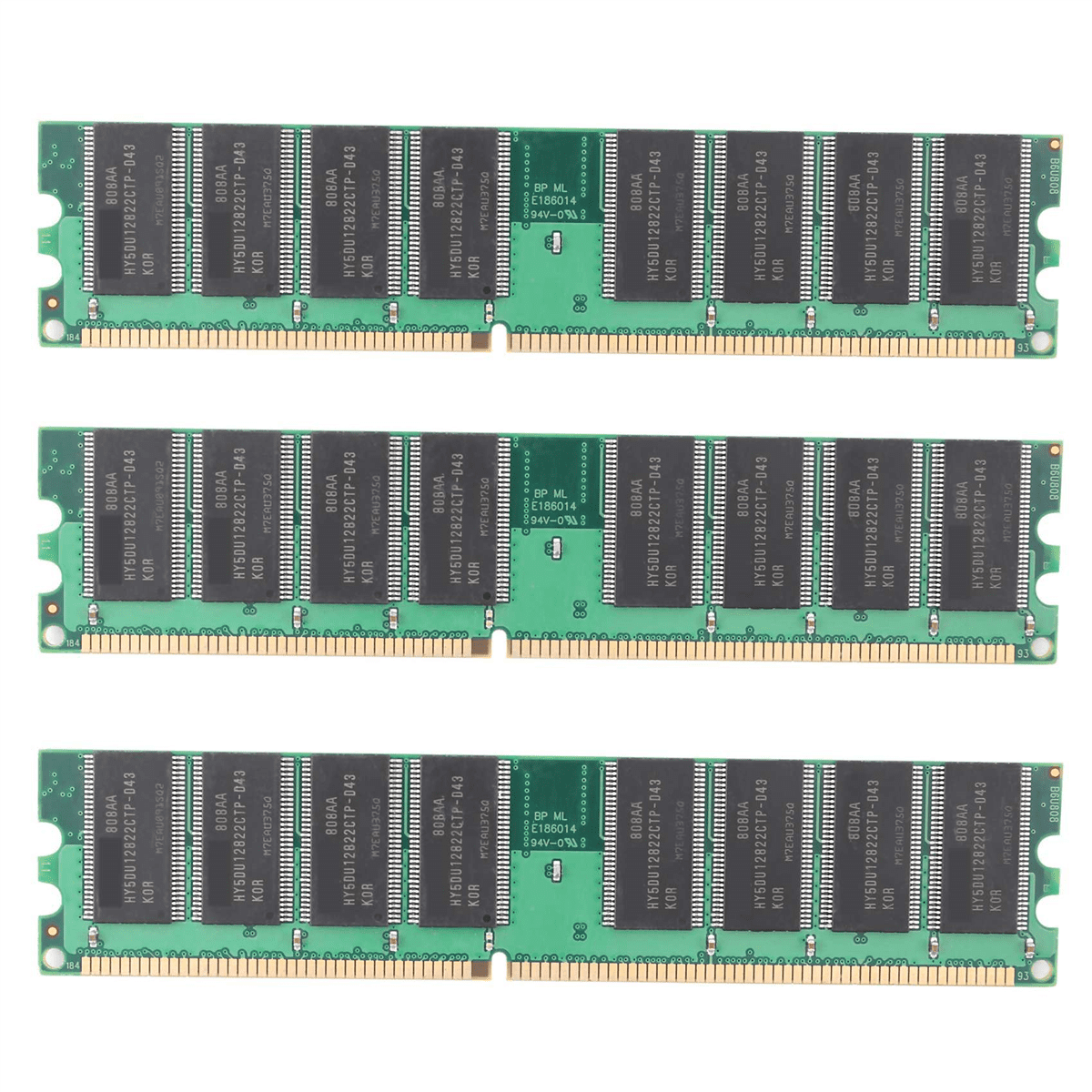 3X DDR 1GB PC Memory Ram DDR1 Desktop PC3200 400MHz 184 Pin Non-ECC Computer Memoria Module,3 x DDR 1GB PC Memory Ram,Green