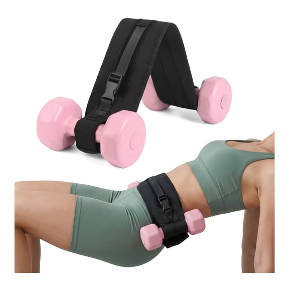 2-Pack Hip Thrust Belt for Dumbbells – Wide Padded Support Holder for Barbell & Kettlebell, Adjustable Non-Slip Strap for Home Squats & Glute Strength Exercises