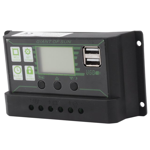 Solar Controller, ABS 5V Solar Panel Regulator With LCD Display Dual USB Port Energy Controller For Solar Panels
