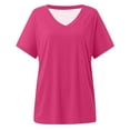thumbnail image 7 of vigerkar Women's Vneck T-Shirt Lightweight Short Sleeve Cotton Tee for Daily Fashion Clothes (Hot Pink, M), 7 of 7