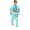 thumbnail image 4 of Kids Outfits Set 6 7 Six Seven Letter Outfits Set Comfortable Boys Cartoon Number Print Hooded Sweatshirt And Jogger Pants Long Sleeve Outfit With Pocket Sky Blue 160(12-13 Years), 4 of 9