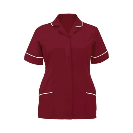 Scrubs For Women Tops Notched Collar Nursing Uniform Top-Healthcare Scrub Shirt Nurse Caregiver Maid & Clinic Staff Comfortable Workwear Protective Apparel Scrubs Sets (L Wine) ZMTing Scrubs For Women Tops Notched Collar Nursing Uniform Top-Healthcare Scrub Shirt Nurse Caregiver Maid & Clinic Staff Comfortable Workwear Protective Apparel Scrubs Sets (L Wine) ZMTing